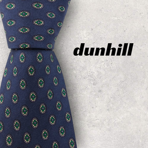 【5631】美品！dunhill　ダンヒル　ネクタイ　ネイビー系