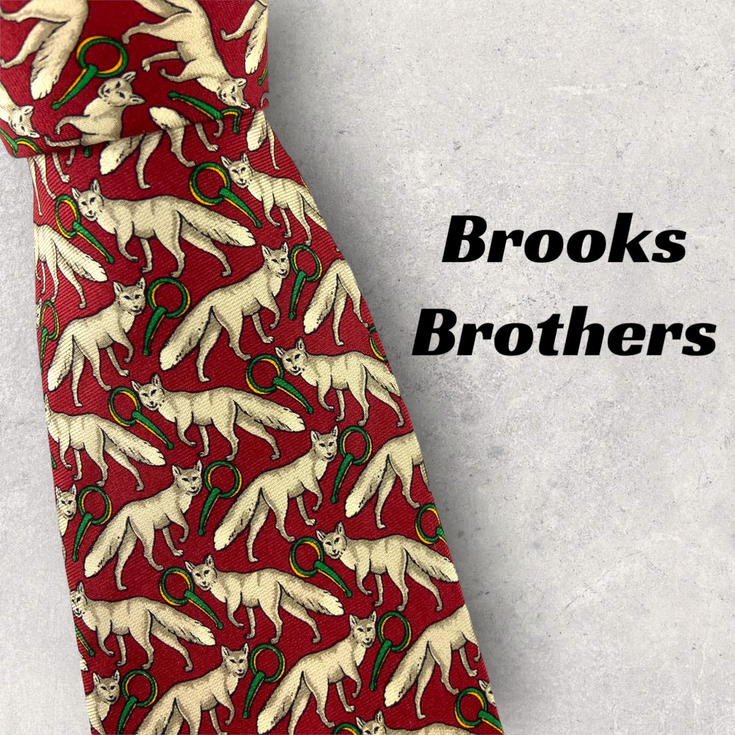 [5147] Brooks Brothers necktie, red, fox pattern 