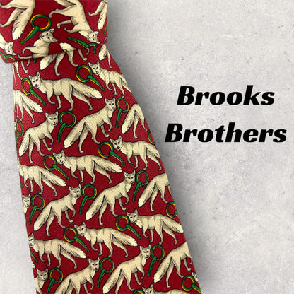 [5147] Brooks Brothers necktie, red, fox pattern 