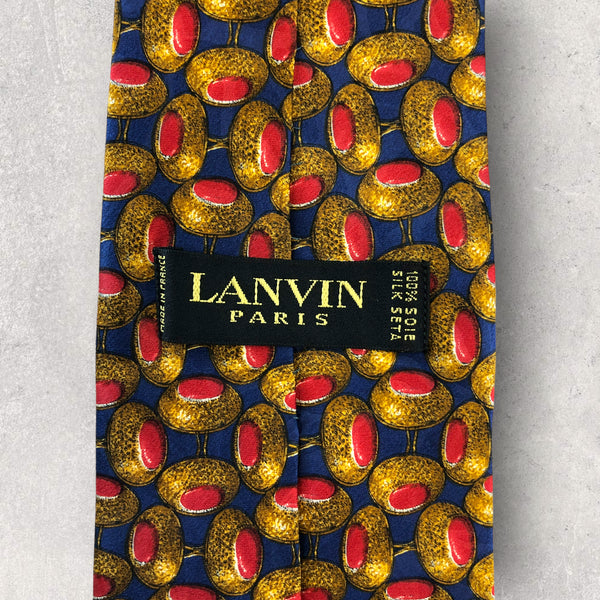 【5179】未使用保管品！LANVIN　ネクタイ　ネイビーベース