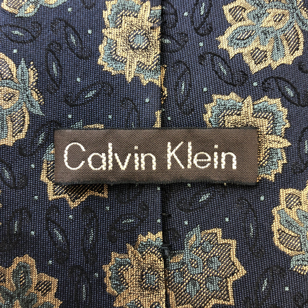 【3122】美品！Calvin Klein ネクタイ　ネイビー系