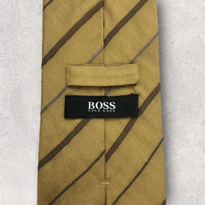 [4193] Good product - Acceptable product! Hugo Boss necktie ocher striped