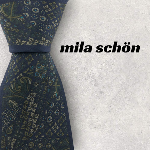 【5551】美品！mila schon　ネクタイ　ネイビー系