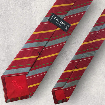 [5758] Beautiful item! CELINE necktie in red stripes 