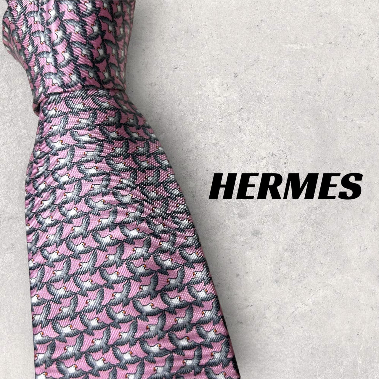 5741】美品！HERMES エルメス ネクタイ ピンク系 鳥柄 – Retrend