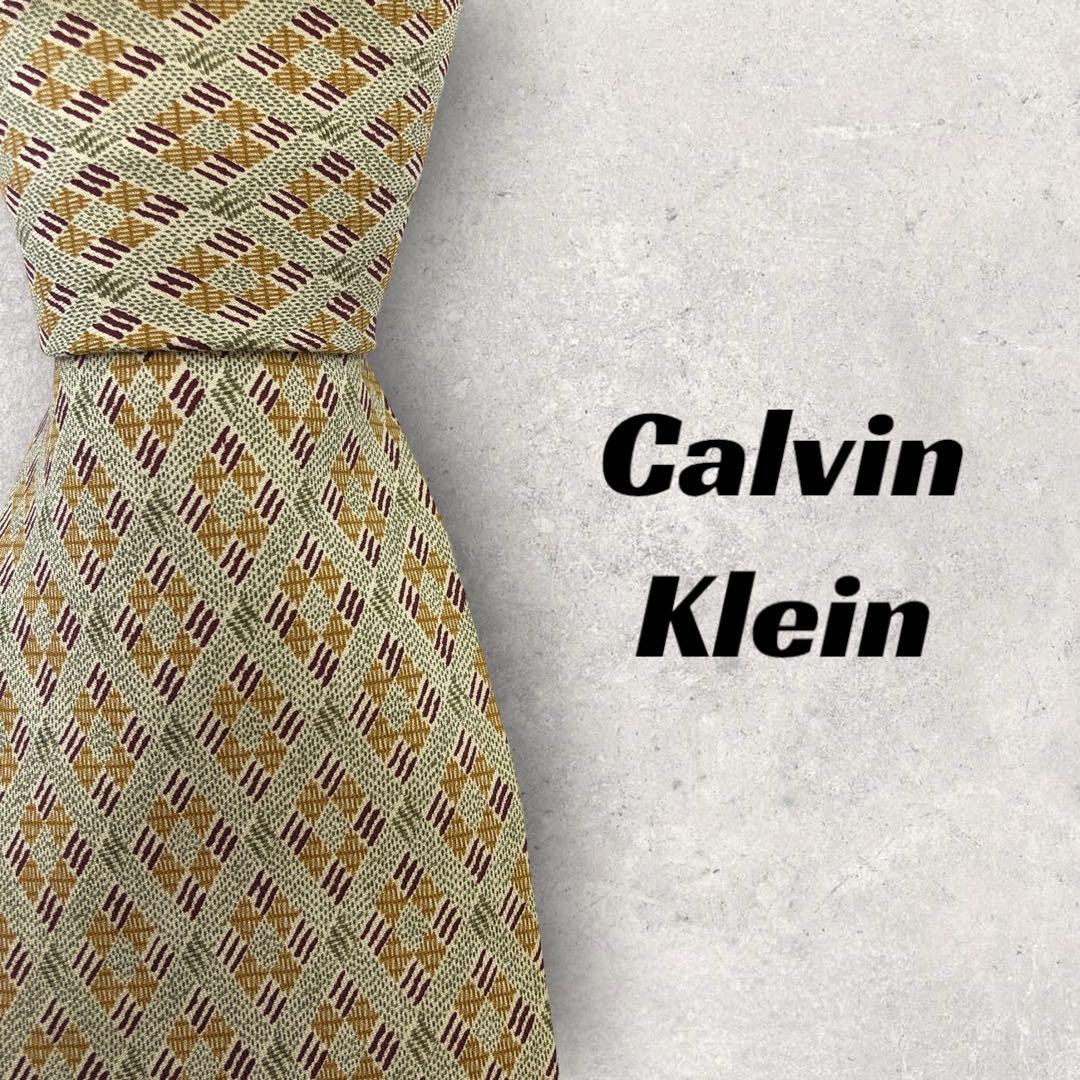 [4985] Good quality! Calvin Klein tie in khaki and brown 