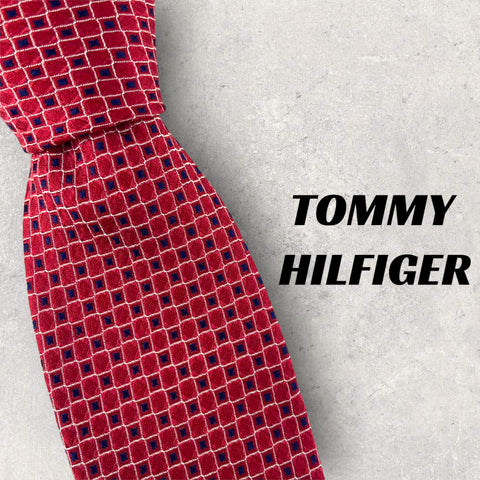 【美品】TOMMY HILFIGER ネクタイ　レッド×ネイビー