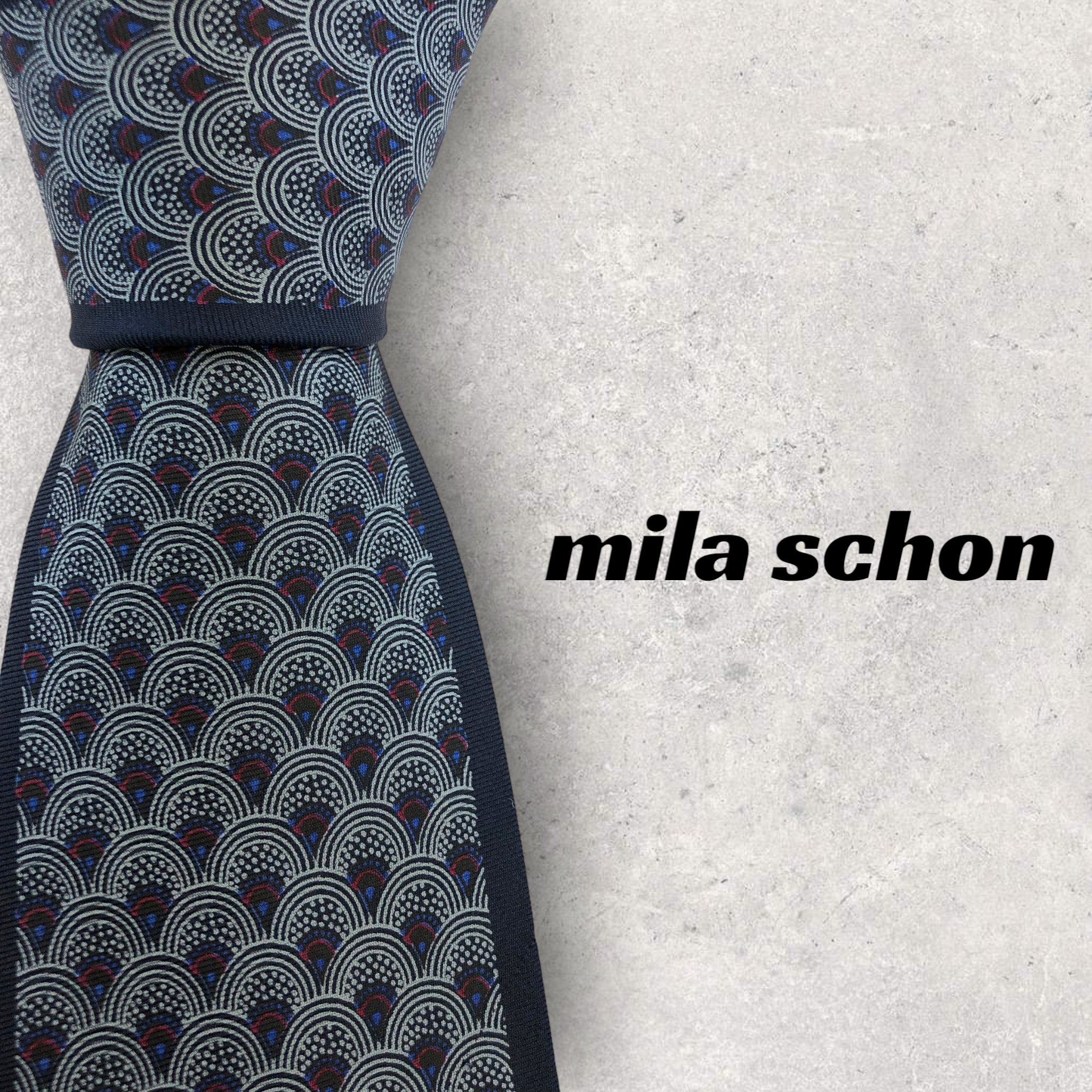 【5211】美品！mila schon　ネクタイ　ネイビー系