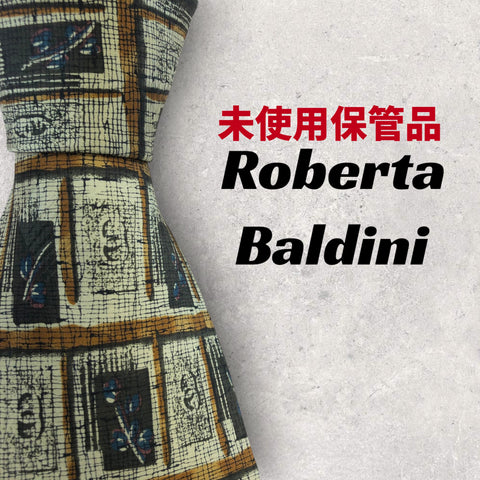 【5390】未使用保管品！Roberta Baldini　ネクタイ　カーキ系
