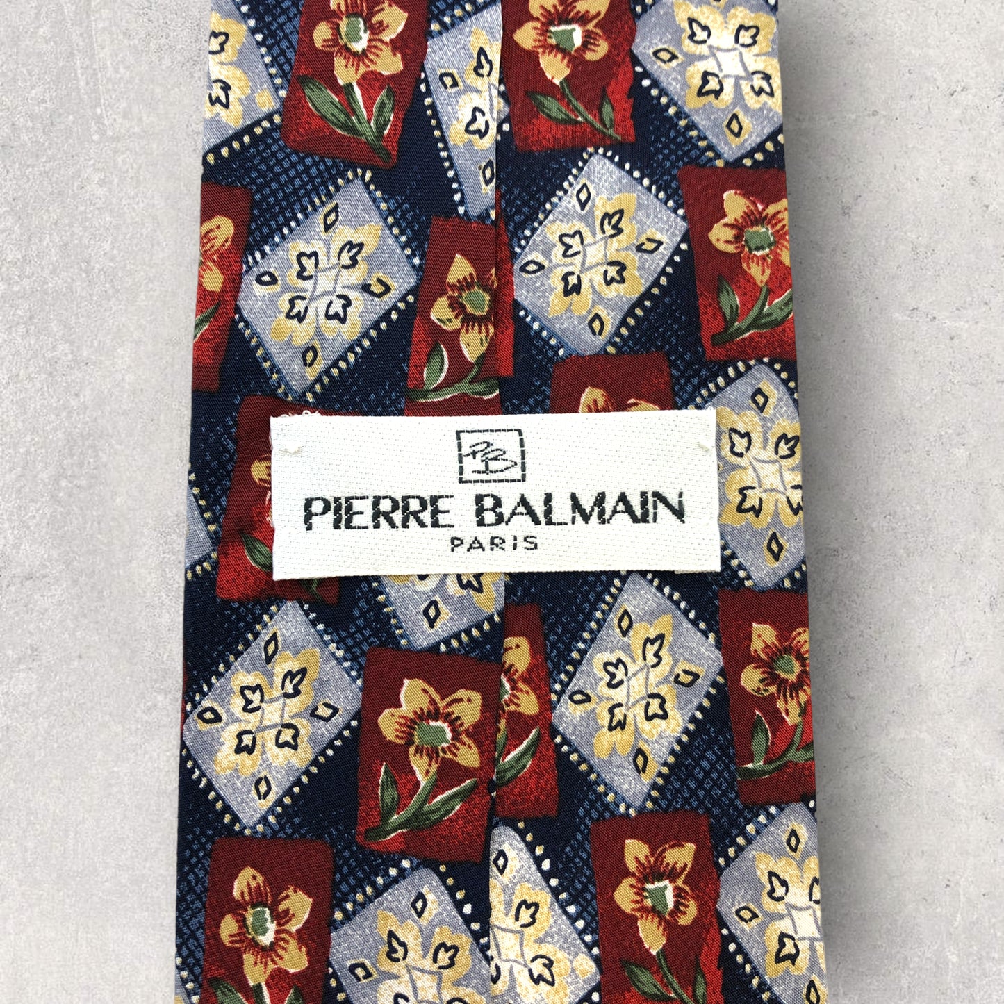 [5322] Beautiful item! PIERRE BALMAIN tie, floral pattern, blue x red 