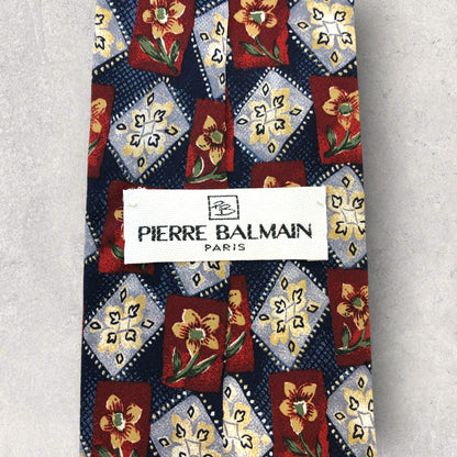 [5322] Beautiful item! PIERRE BALMAIN tie, floral pattern, blue x red 