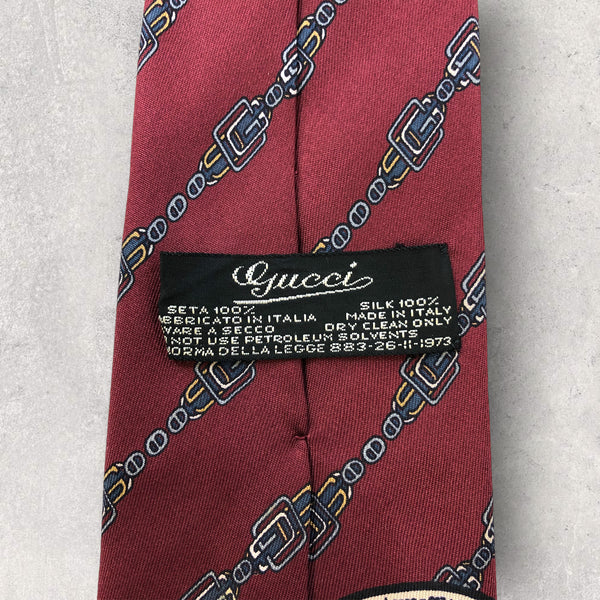 【5689】良品！GUCCI　ネクタイ　レッド系