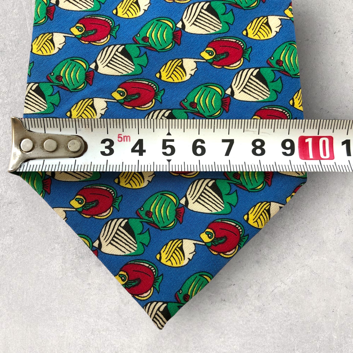 [5638] Good quality! LANVIN necktie, blue, fish pattern 