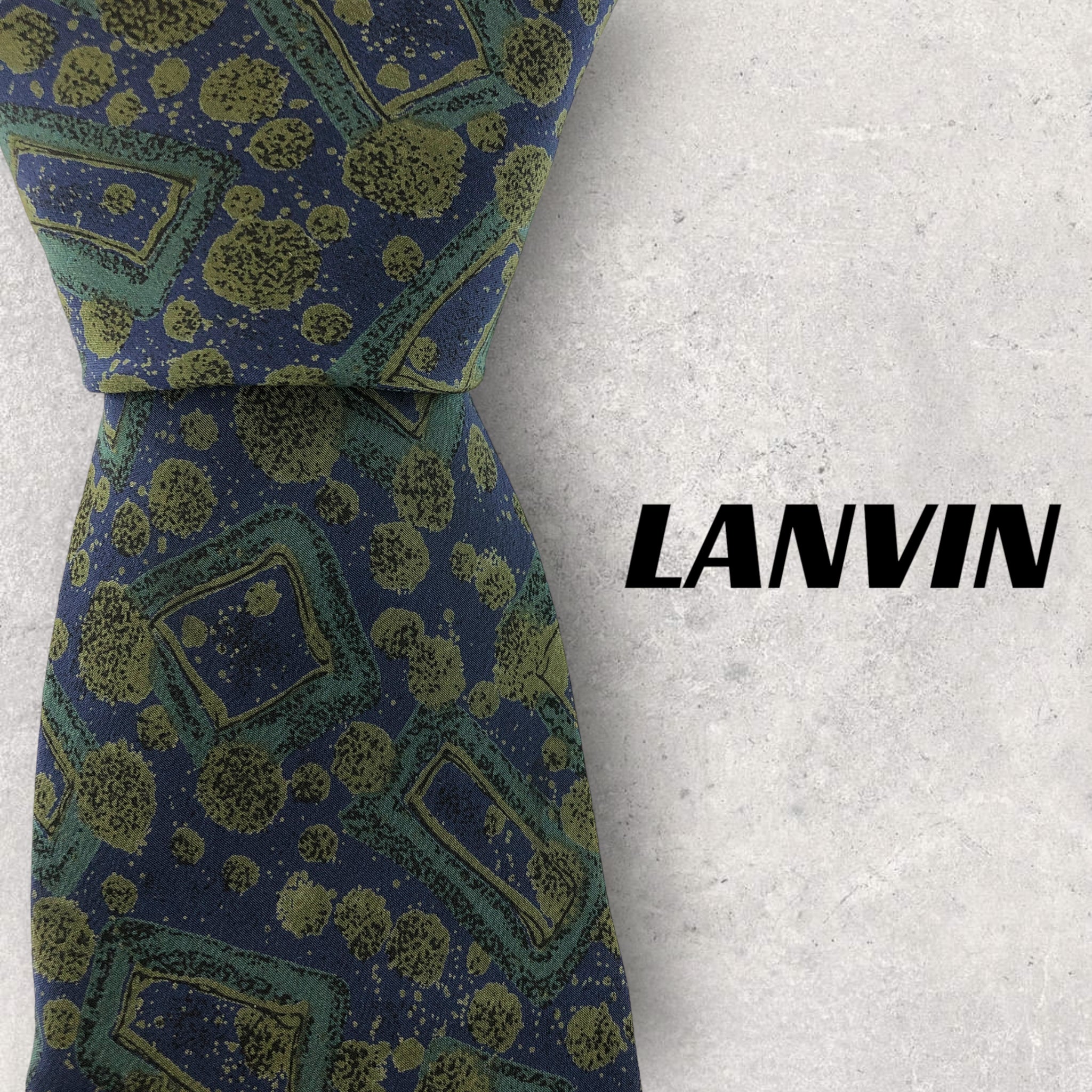 【5239】美品！LANVIN　ネクタイ　ブルー×グリーン系