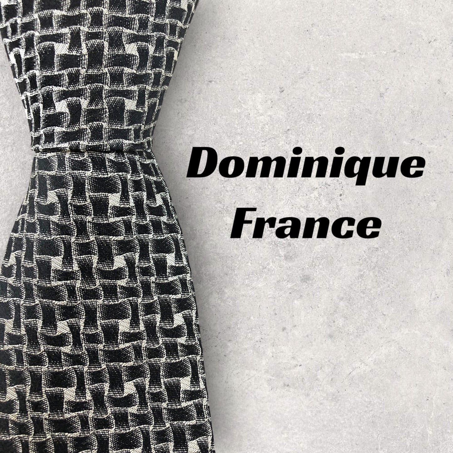 [5729] Very good condition! Dominique France necktie, black and white 