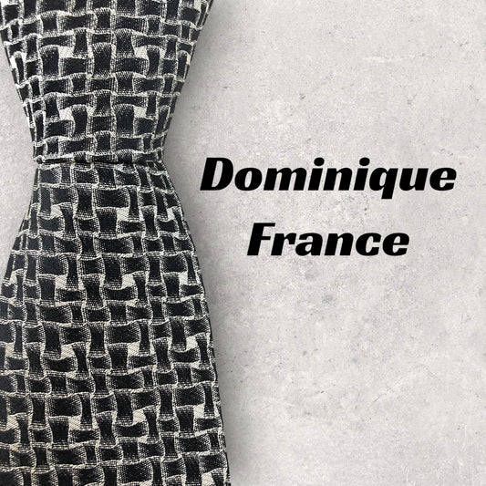 [5729] Very good condition! Dominique France necktie, black and white 