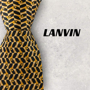 【5456】美品！LANVIN　ランバン　ネクタイ　ブラック×ゴールド系