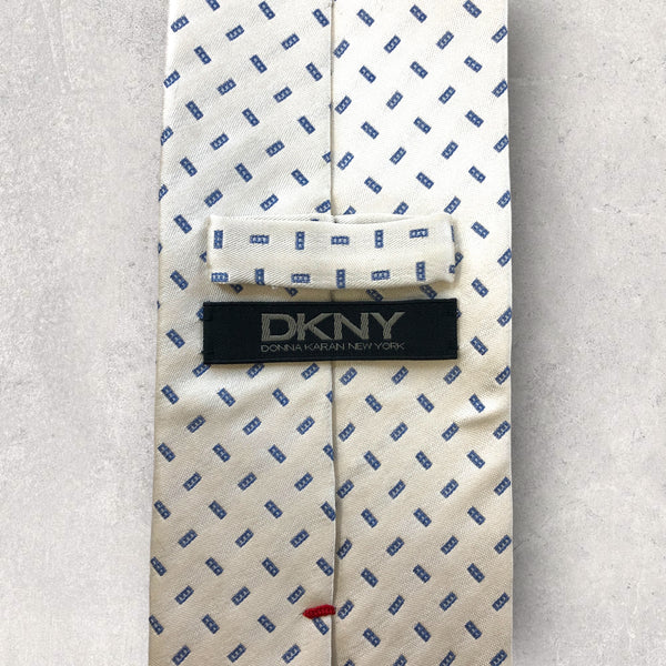 【5401】良品！DKNY　ネクタイ　ホワイト・シルバー系