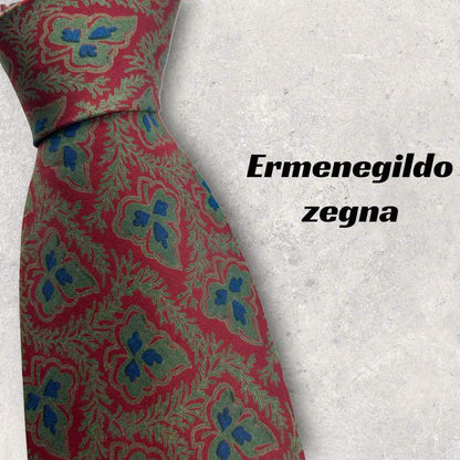 [3885] Good product! Ermenegildo Zegna necktie red system all over pattern