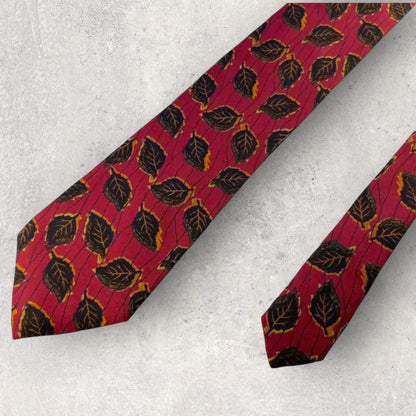 [3326] Good product! Saint Laurent Necktie Red Leaf Pattern