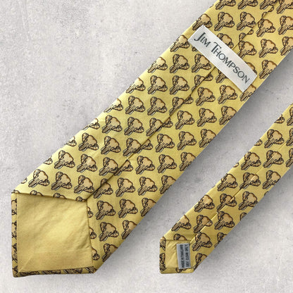 [5858] Beautiful item! Jim Thompson necktie, gold, elephant pattern 