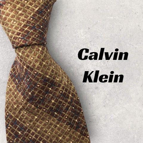 【2900】美品！Calvin Klein ネクタイ　ブラウン系