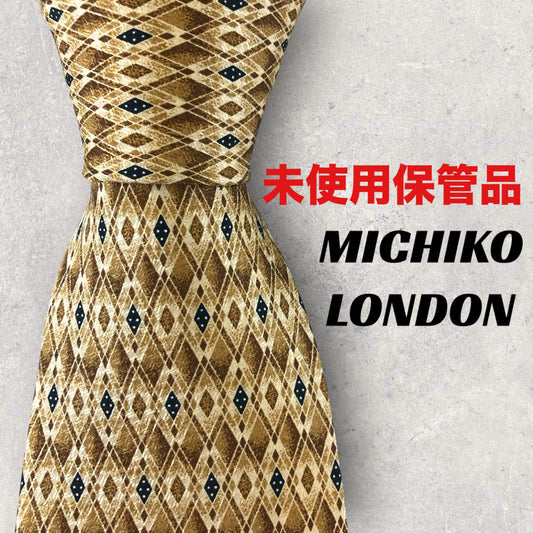[5950] Unused and stored! Michiko London tie, diamond pattern, gold 