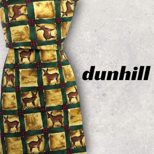 [4420] Beautiful item! Dunhill tie, animal print, deer 
