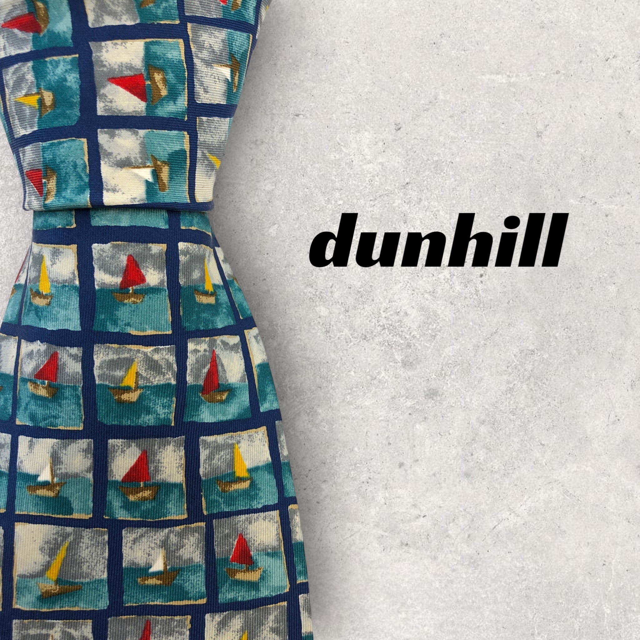 【5331】美品！dunhill　ダンヒル　ネクタイ　ヨット柄