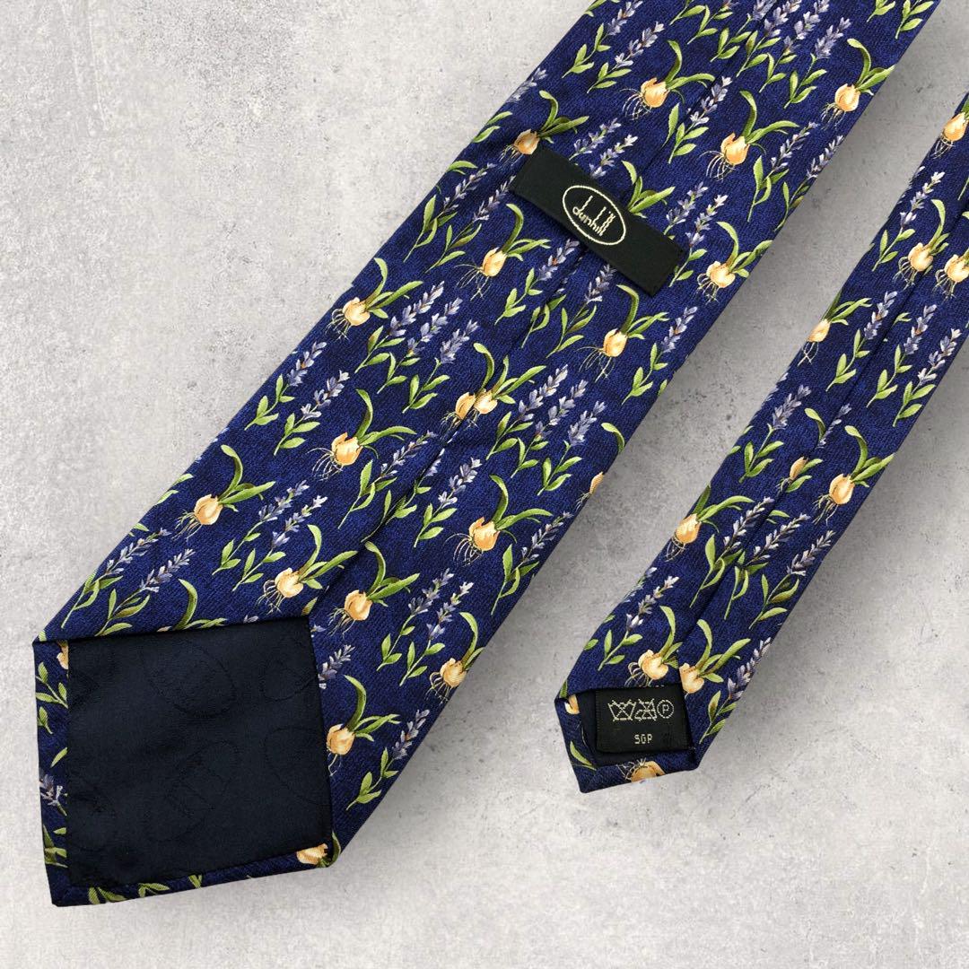 [4950] Beautiful item! Dunhill tie, blue, bulb pattern 