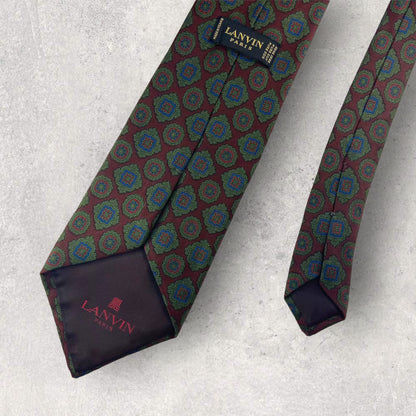 [5276] LANVIN tie, burgundy x green 