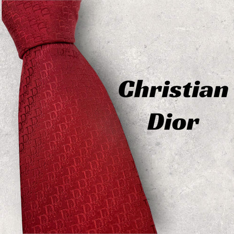 【5785】美品！Christian Dior　ネクタイ　トロッター　レッド