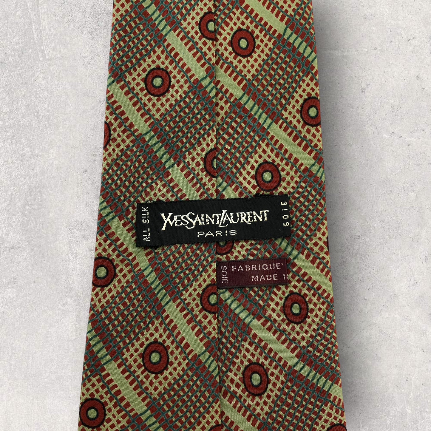 [5209] Good quality! Yves Saint Laurent tie, khaki, big size 
