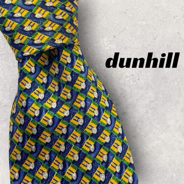 【3497】良品！dunhill ダンヒル　ネクタイ　ブルー×グリーン系