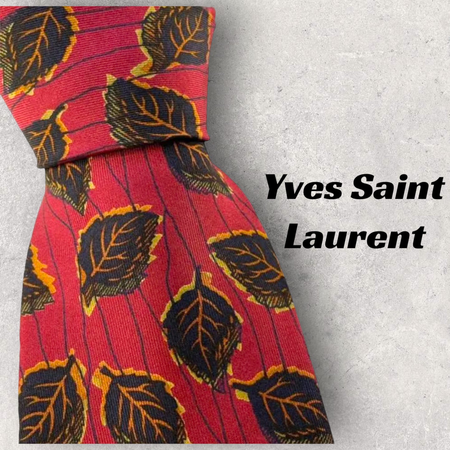 [3326] Good product! Saint Laurent Necktie Red Leaf Pattern
