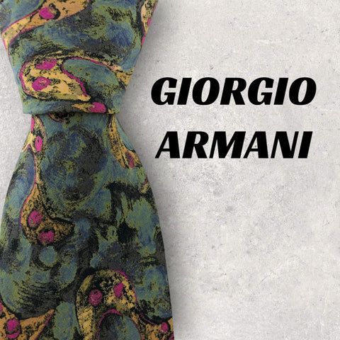 【5637】良品！GIORGIO ARMANI　ネクタイ　グリーン系