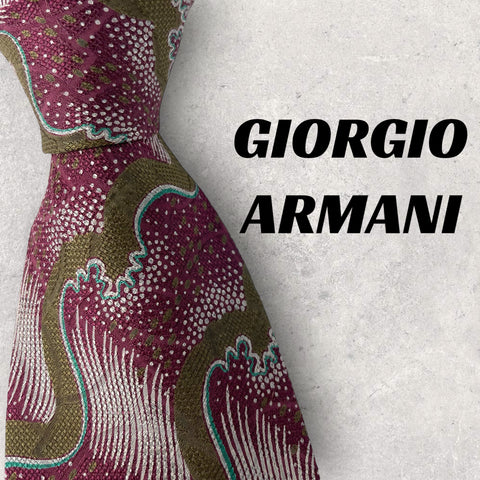 【3231】美品！GIORGIO ARMANI ネクタイ　パープル系