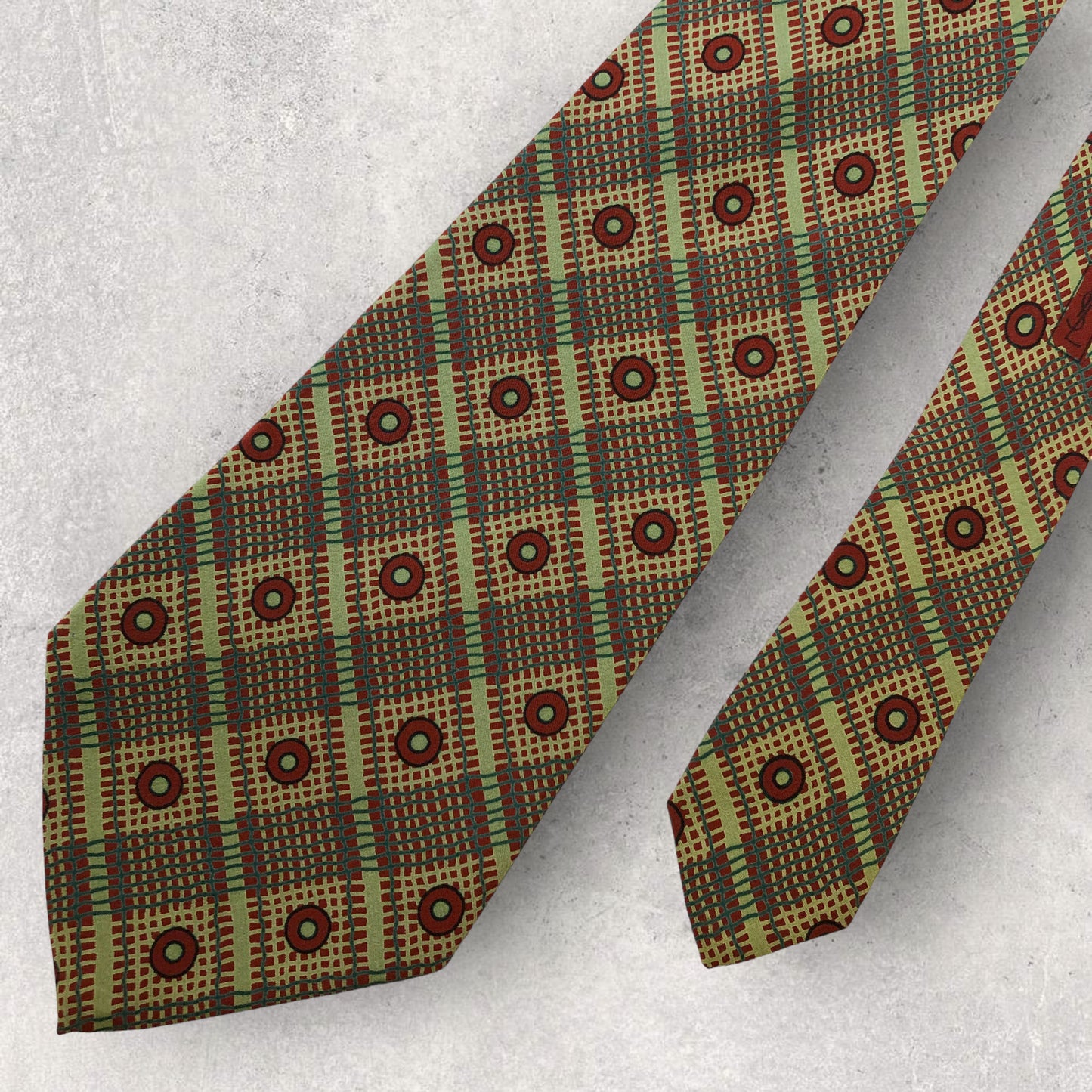 [5209] Good quality! Yves Saint Laurent tie, khaki, big size 