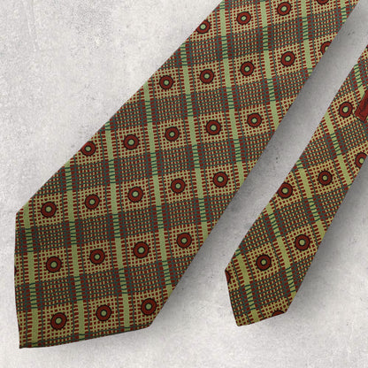 [5209] Good quality! Yves Saint Laurent tie, khaki, big size 