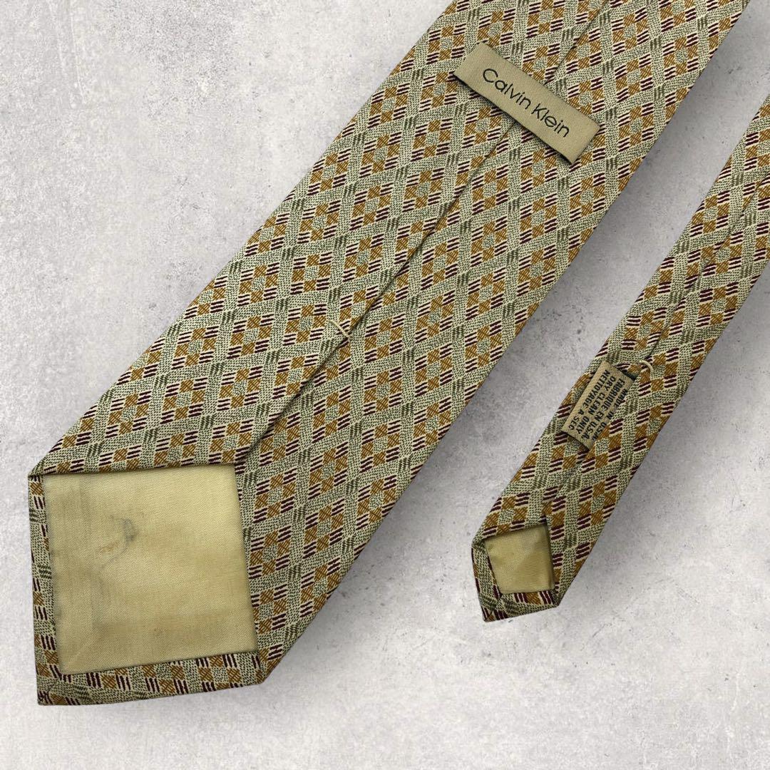 [4985] Good quality! Calvin Klein tie in khaki and brown 