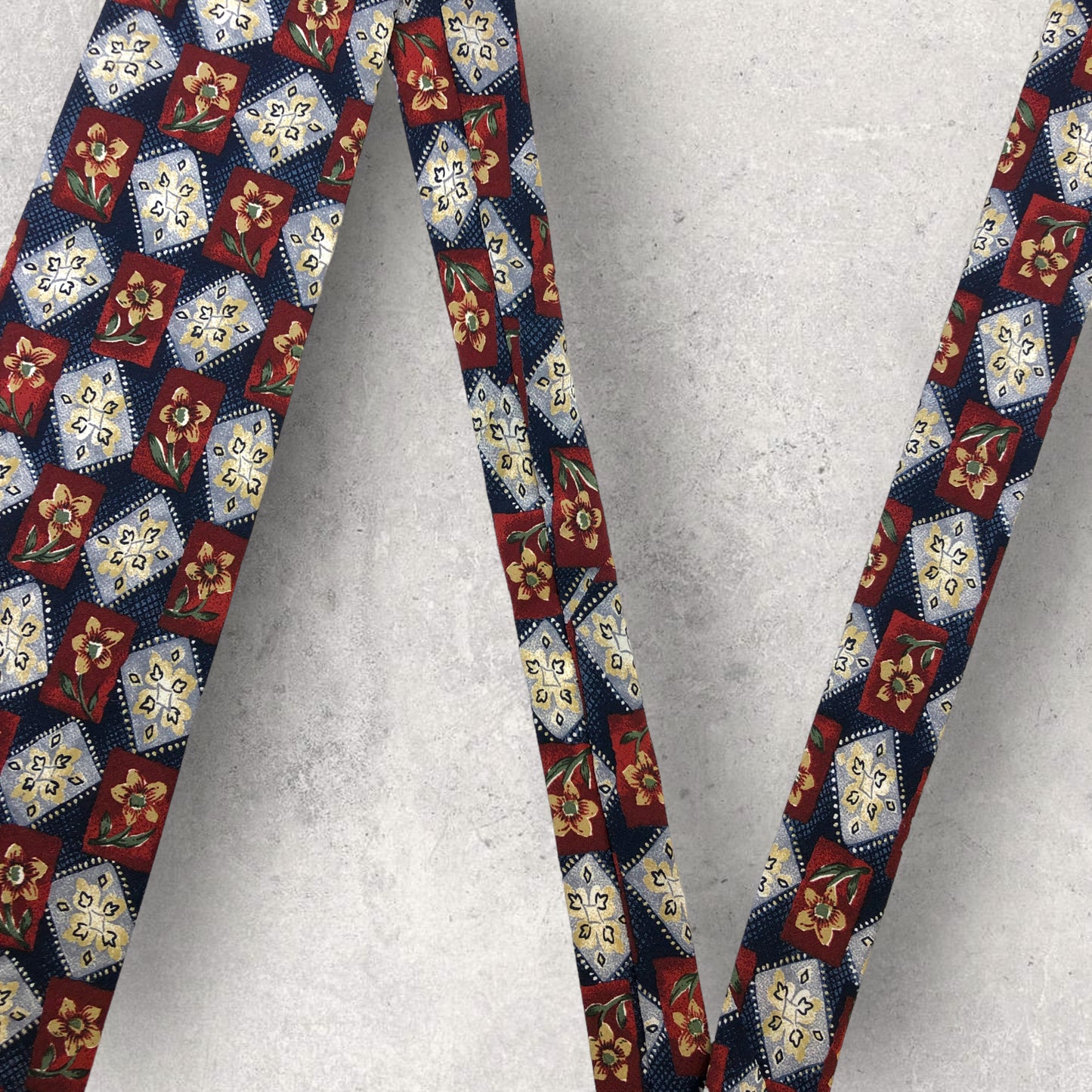 [5322] Beautiful item! PIERRE BALMAIN tie, floral pattern, blue x red 