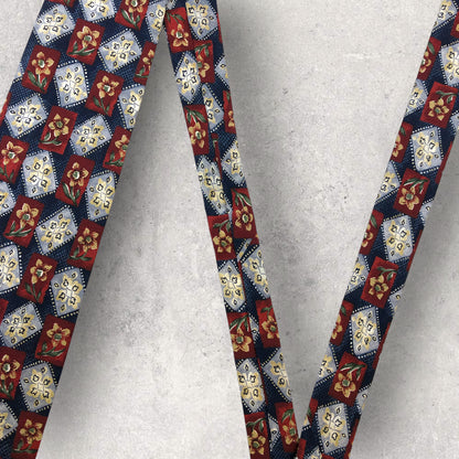 [5322] Beautiful item! PIERRE BALMAIN tie, floral pattern, blue x red 