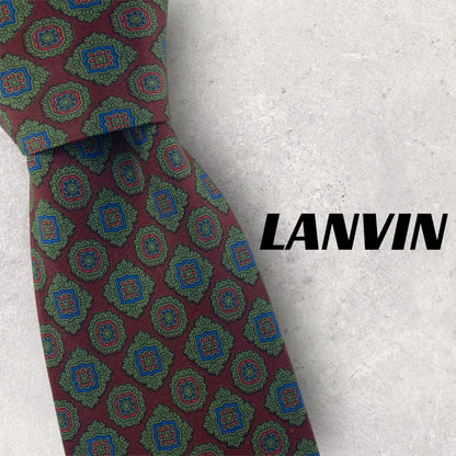 [5276] LANVIN tie, burgundy x green 