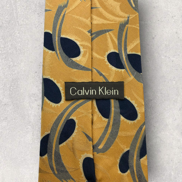【5326】美品！Calvin Klein　ネクタイ　黄土色系