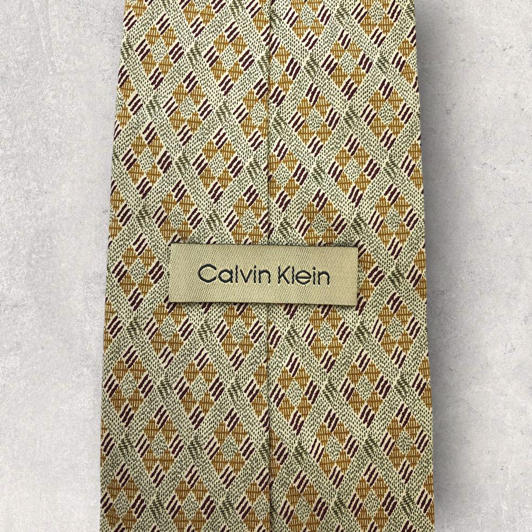 [4985] Good quality! Calvin Klein tie in khaki and brown 