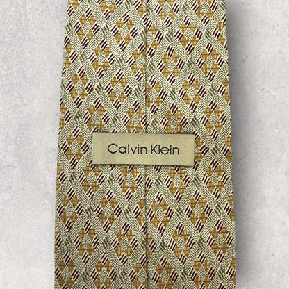 [4985] Good quality! Calvin Klein tie in khaki and brown 