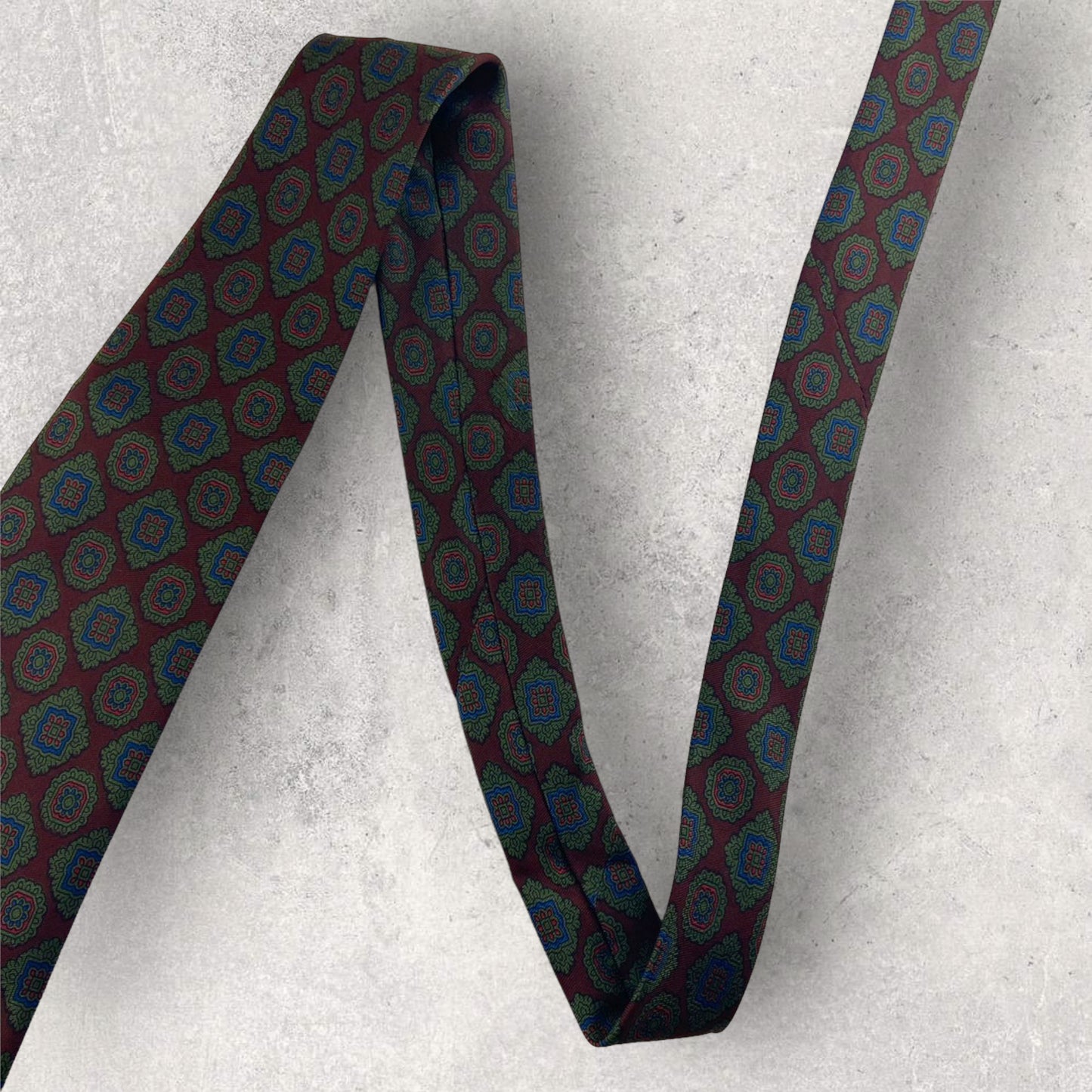 [5276] LANVIN tie, burgundy x green 