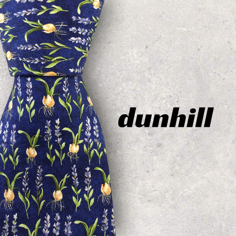 【4950】美品！dunhill ダンヒル　ネクタイ　ブルー系　球根柄