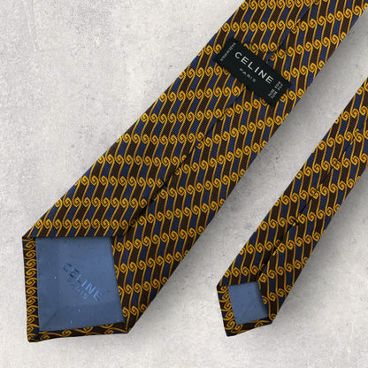 [5825] Beautiful item! CELINE tie in yellow and blue 