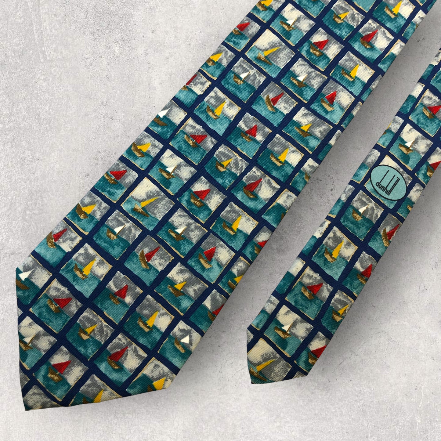 [5331] Beautiful item! Dunhill tie with yacht pattern 